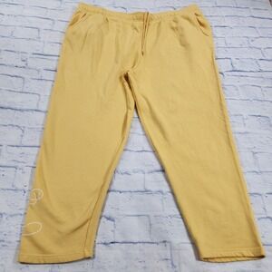 Disney ADULT SIZE 2X Mickey Mouse  Organic Cotton Sweatpants Joggers Yellow